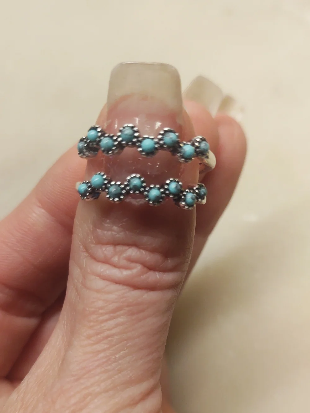 BOGO! NEW! Set Of 2 Stackable Turquoise Silver Stackable Rings Size 8